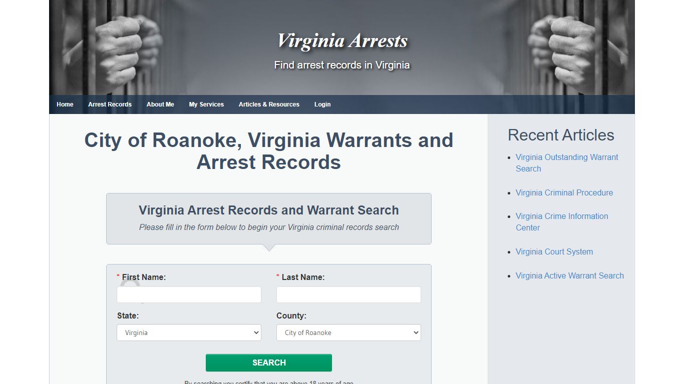 City of Roanoke, Virginia Warrants and Arrest Records