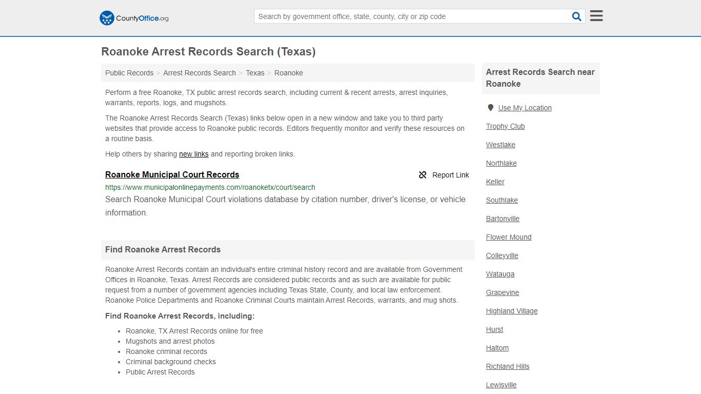 Arrest Records Search - Roanoke, TX (Arrests & Mugshots)