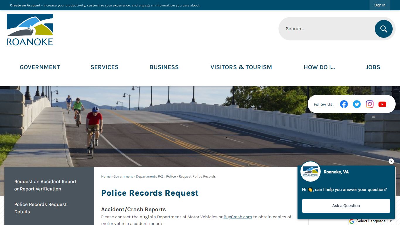 Police Records Request | Roanoke, VA